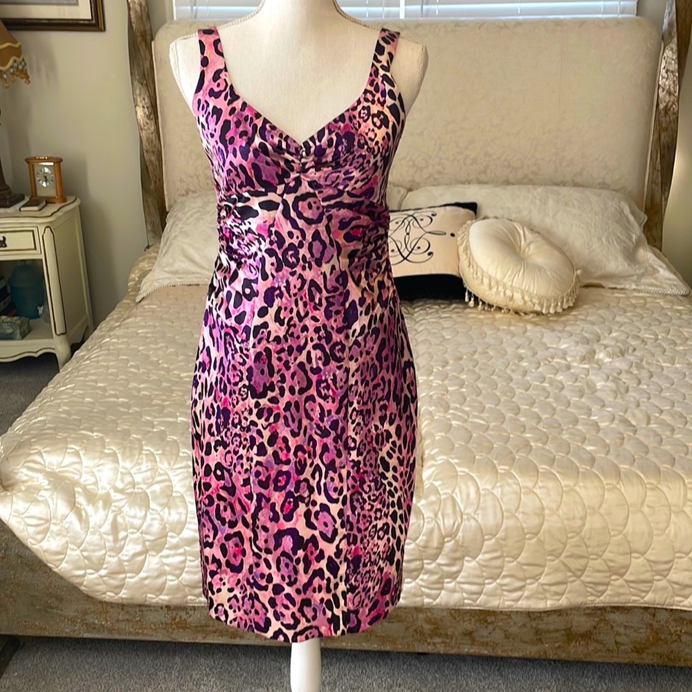 David Meister Multicolor Animal Print Dress